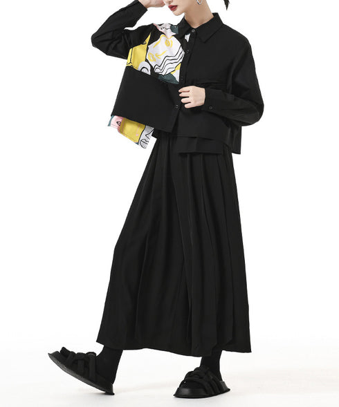 Art Print Panel Shirt&Wide Tuck Pants Series